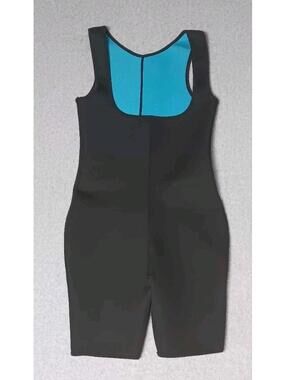 Wet Suit Workout Outfit Womens Size Small Black And Blue Sleeveless Body Fitting